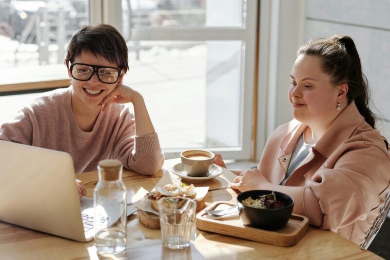 Two women in discussion