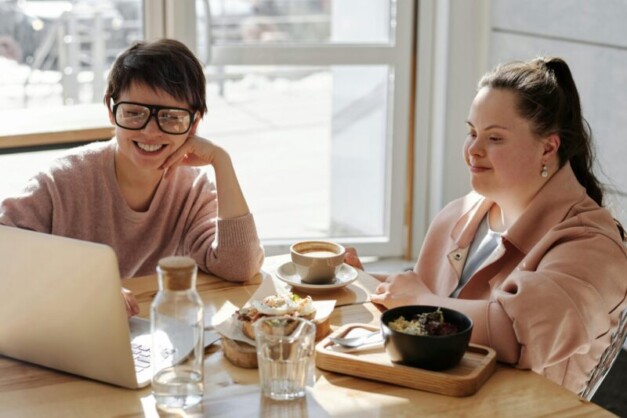 Two women in discussion